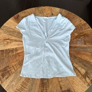 Garage Pale Blue V-Neck Short Sleeve Tee